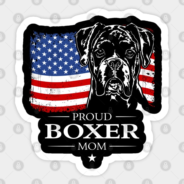 Proud Boxer Dog Mom American Flag patriotic dog Sticker by wilsigns